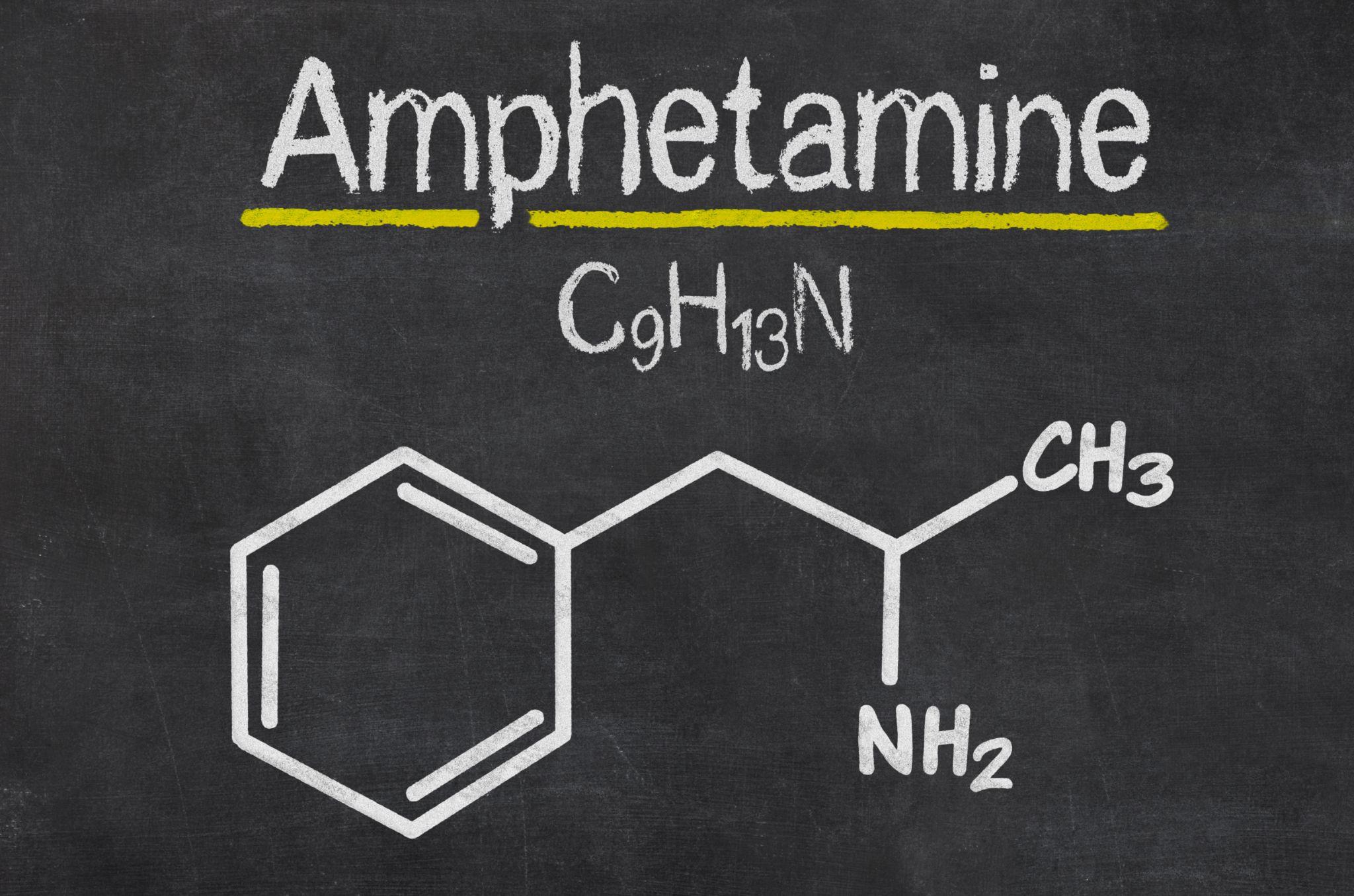 Chalkboard with the chemical formula of Amphetamine