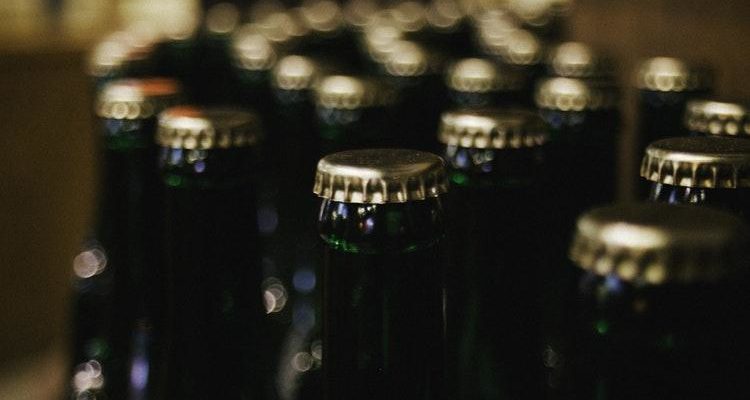 close up of beer bottles