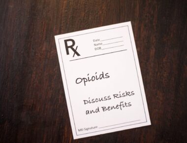 Opioid Prescription with warning to discuss risks and benefits